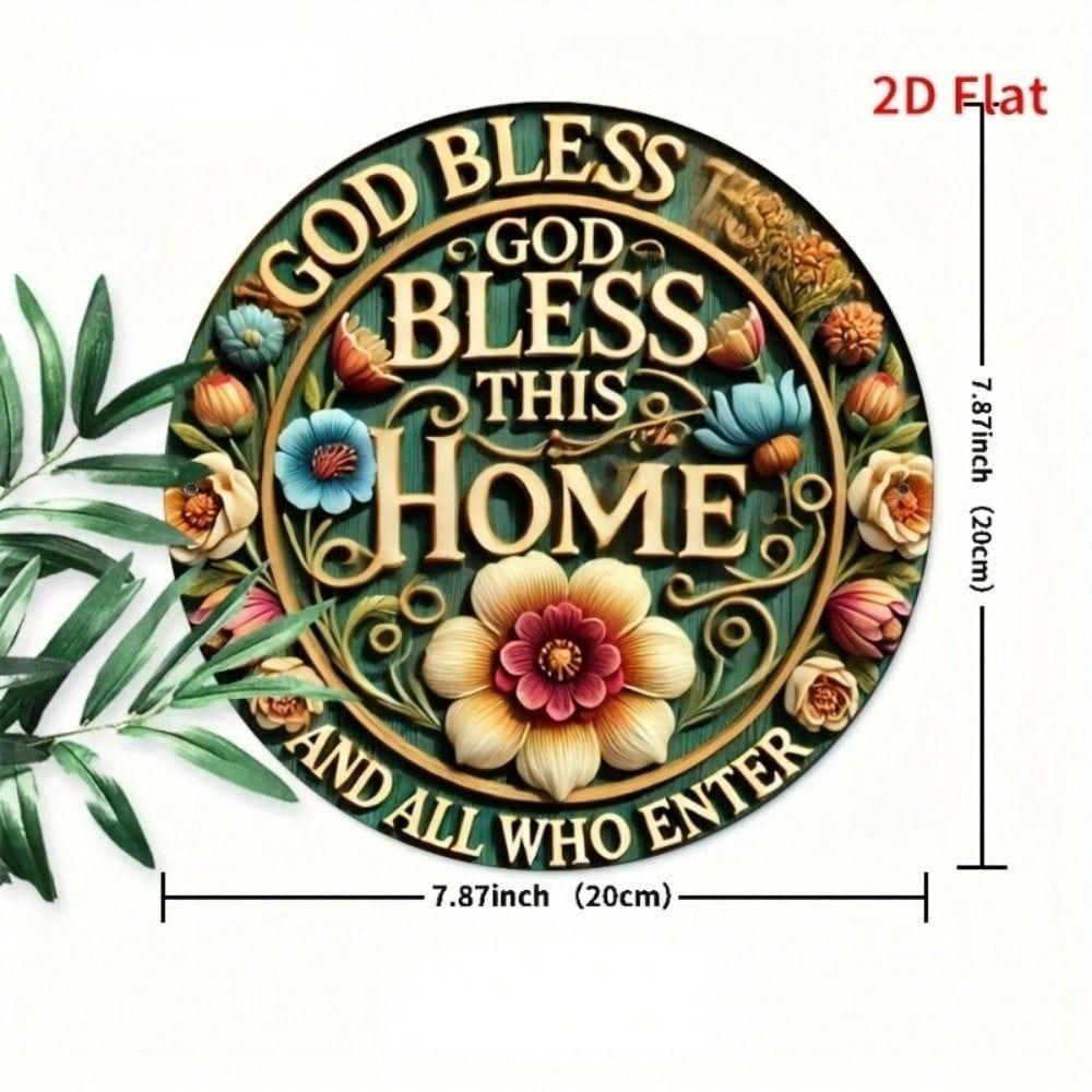 Vintage Metal Poster Bless This Home Retro Sign 8x8 Inch Tin Sign for Kitchen Bar Wall Decor