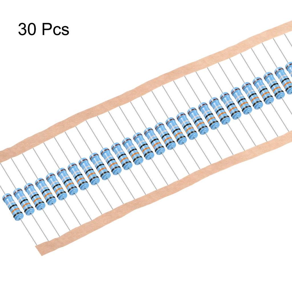 uxcell 30Pcs 0.3 Ohm Resistor, 1W 1% Tolerance Metal Film Resistors, Lead, 5 Bands for DIY Electronic Projects and Experiments