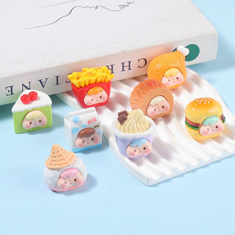 Mini simulation cake bread toy, beach cute pet girl party resin DIY trendy play accessories desktop car small ornaments