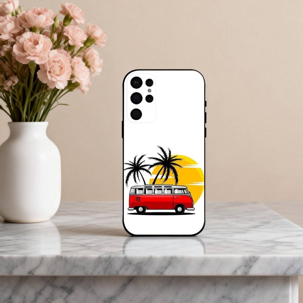C-Combi Van Surf Art Phone Case For Samsung S25,24,23,22,30,21,10,9,Ultra,Plus,Lite,FE,4,5 G Soft Black Case