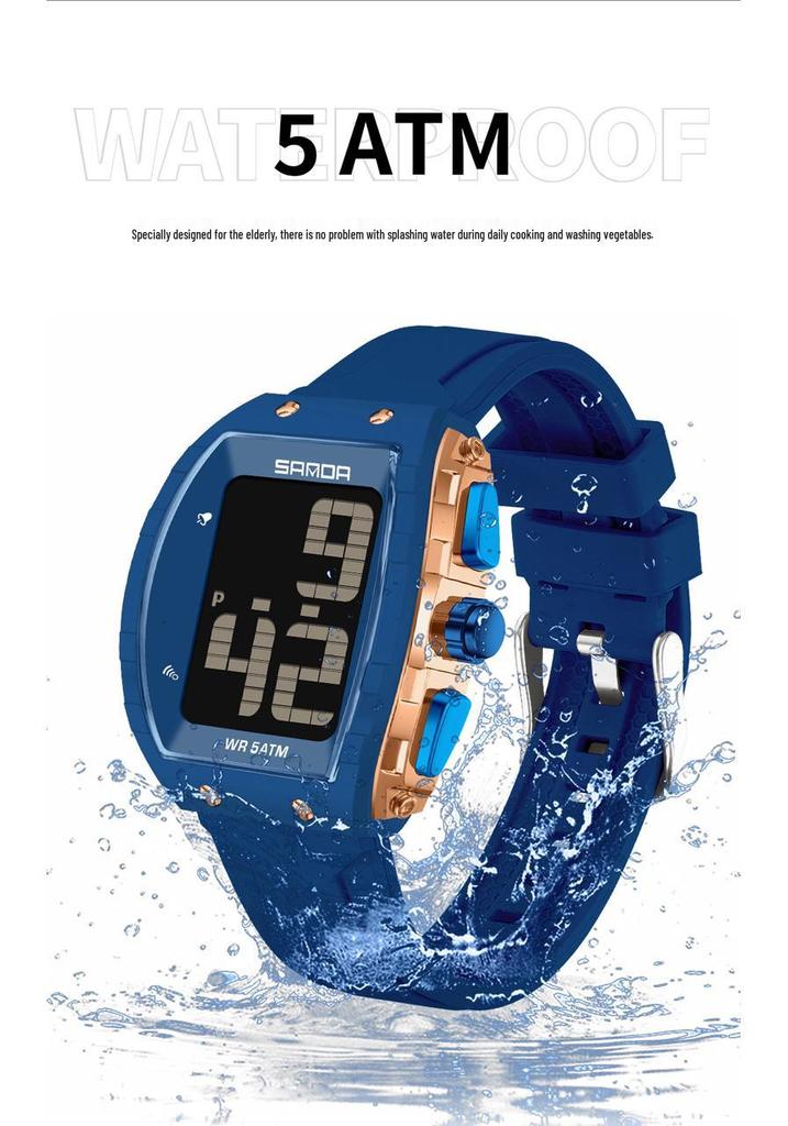 Orologio Sanda Impermeabile Attivato dalla Voce per Non Vedenti, Display Luminoso Multifunzione, Cifre Grandi per Anziani.