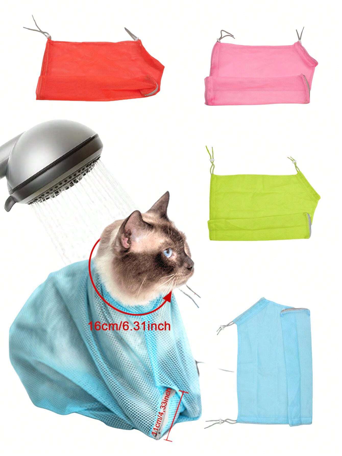 

Дышащая сетчатая сумка для ухода за кошкой, устойчивая к царапинам, регулируемая, для подстригания когтей, купания, полиэстер, мягкая сумка для мытья кошек, сумка для груминга домашних животных для кошек Sky Blue