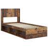 Bed Frame with Storage Space and Headboard Rustic Wood Finish 90 x 190 cm
