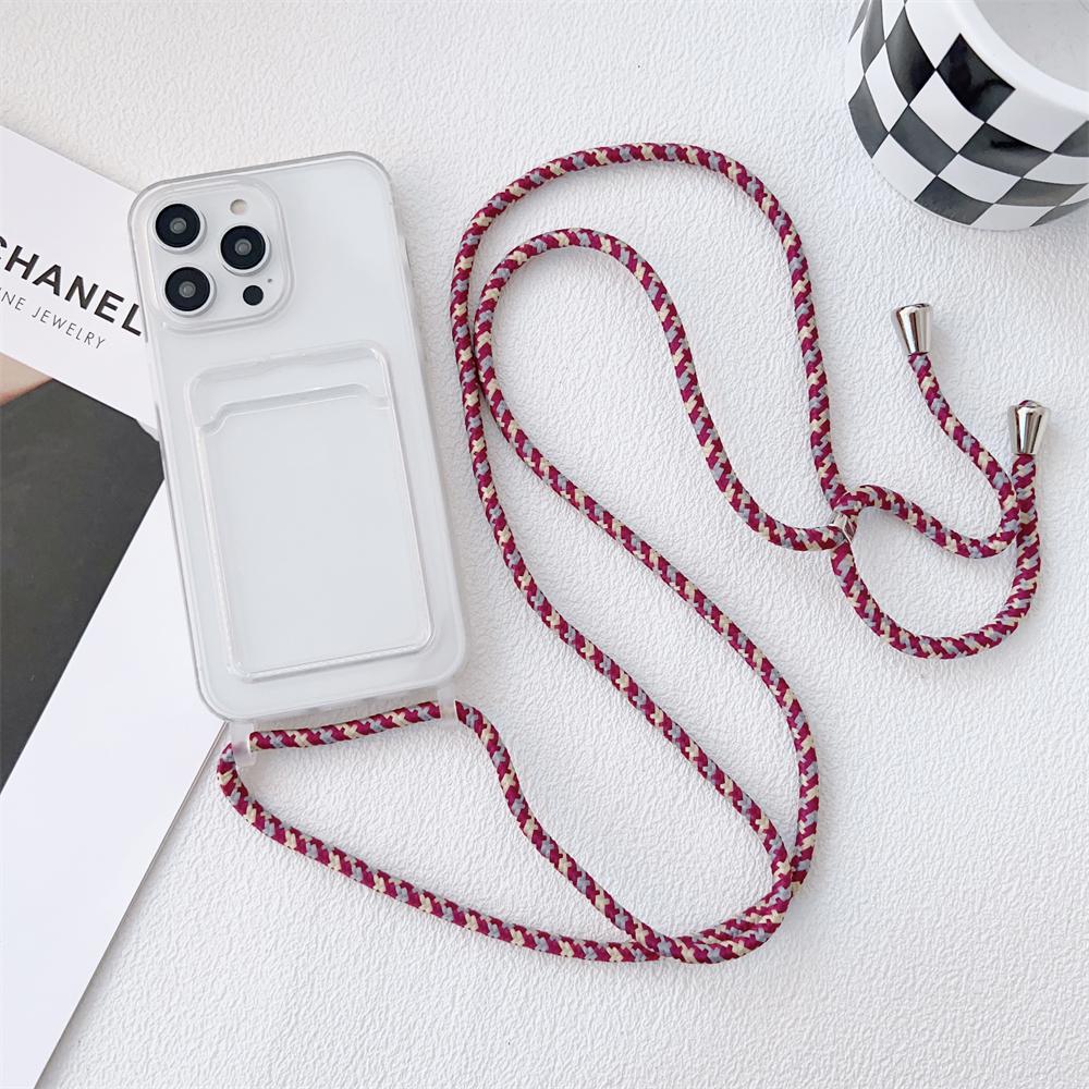 Clear Card Holder Wallet Crossbody Necklace Lanyard Cord Case For iPhone 17 16 15 11 12 13 14 Pro Max Air X S Plus Soft Cover