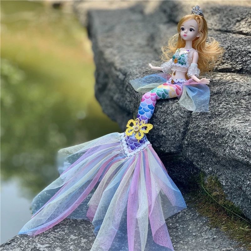 

45-сантиметрова лялька-русалка Baby Bjd Doll 13 Joints Movable Bjd Doll Swimming Mermaid Doll Toy New Fish Tail Bath Toy Girl Girl Christmas Gifts style 8
