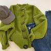 Cardigan a Maglia Verde Cappotto Maglione 2025 Donna Autunno Inverno Ispessito Morbido Capo Esterno Moda Fibbia a Corno Maglieria Maglione