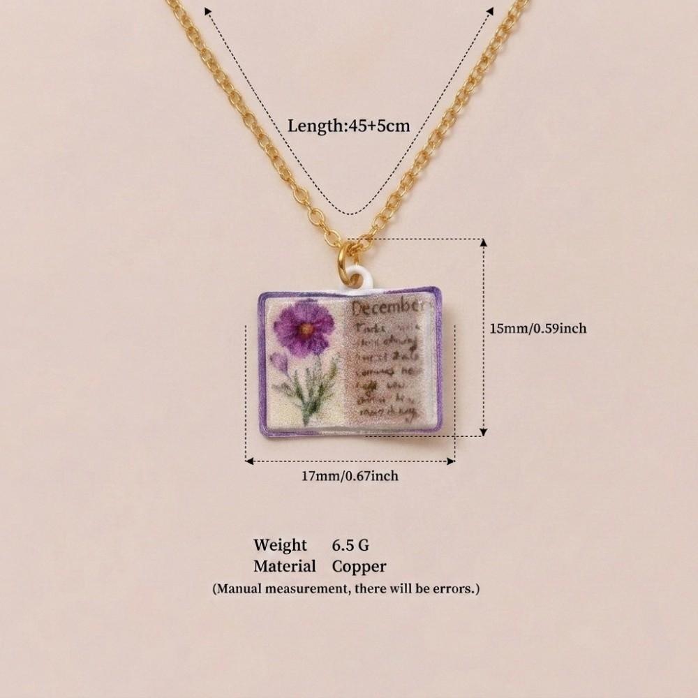 Vintage Style Book Pendant Necklace Antique Porcelain Pendant Necklace Jewelry Accessory
