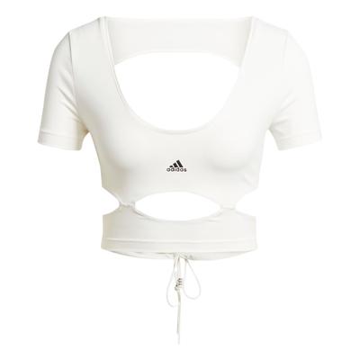 Série de Colaboração X Rui Zhou Camiseta de Manga Curta Esportiva Casual com Logo de Cor Sólida Feminina Camisetas Branco IW8677