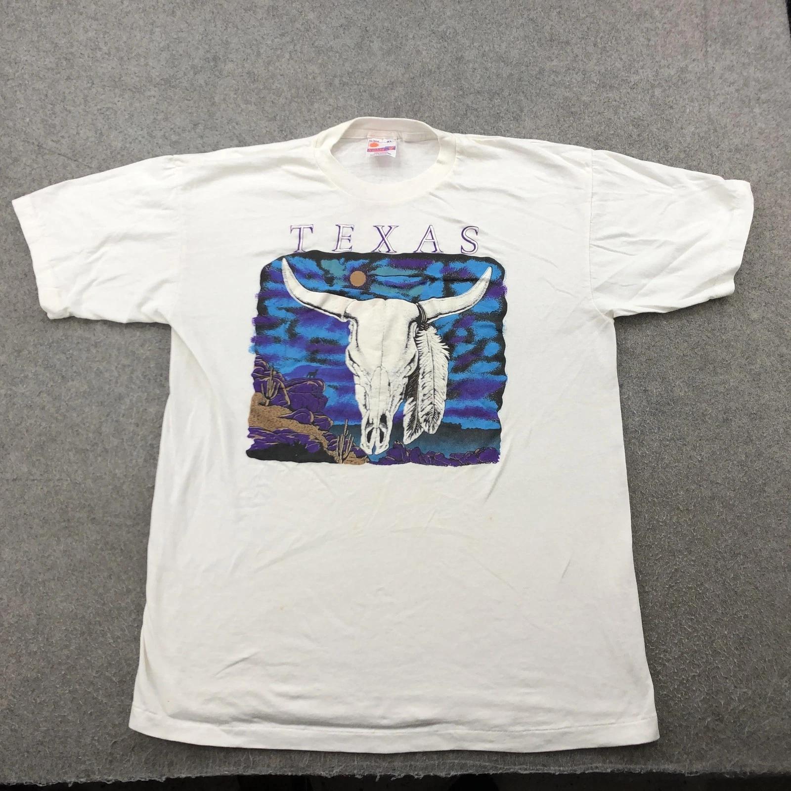 Vintage Texas Shirt Mens XL Southwestern Graphic Longhorn Skull Aztec 90s L