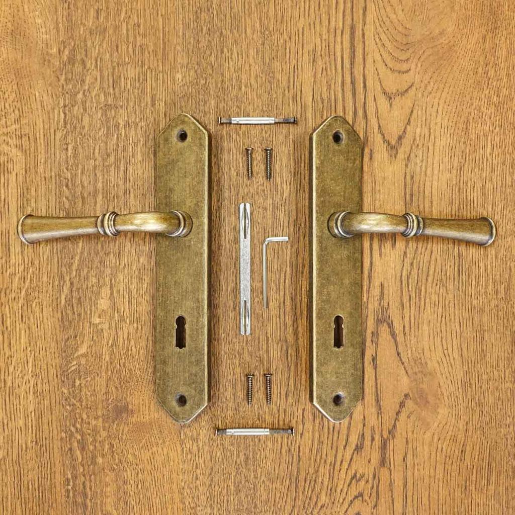 HAMILTON Door Handle with Key Plate 90mm ANTIQUE GOLD