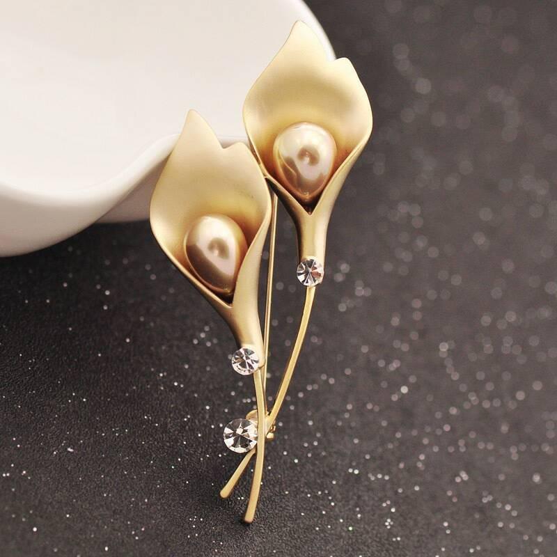 Брошь Premium Sense Niche Medieval Ginkgo Biloba Pearl Corsage Women s High-End Suit Sweater Pin Accessories