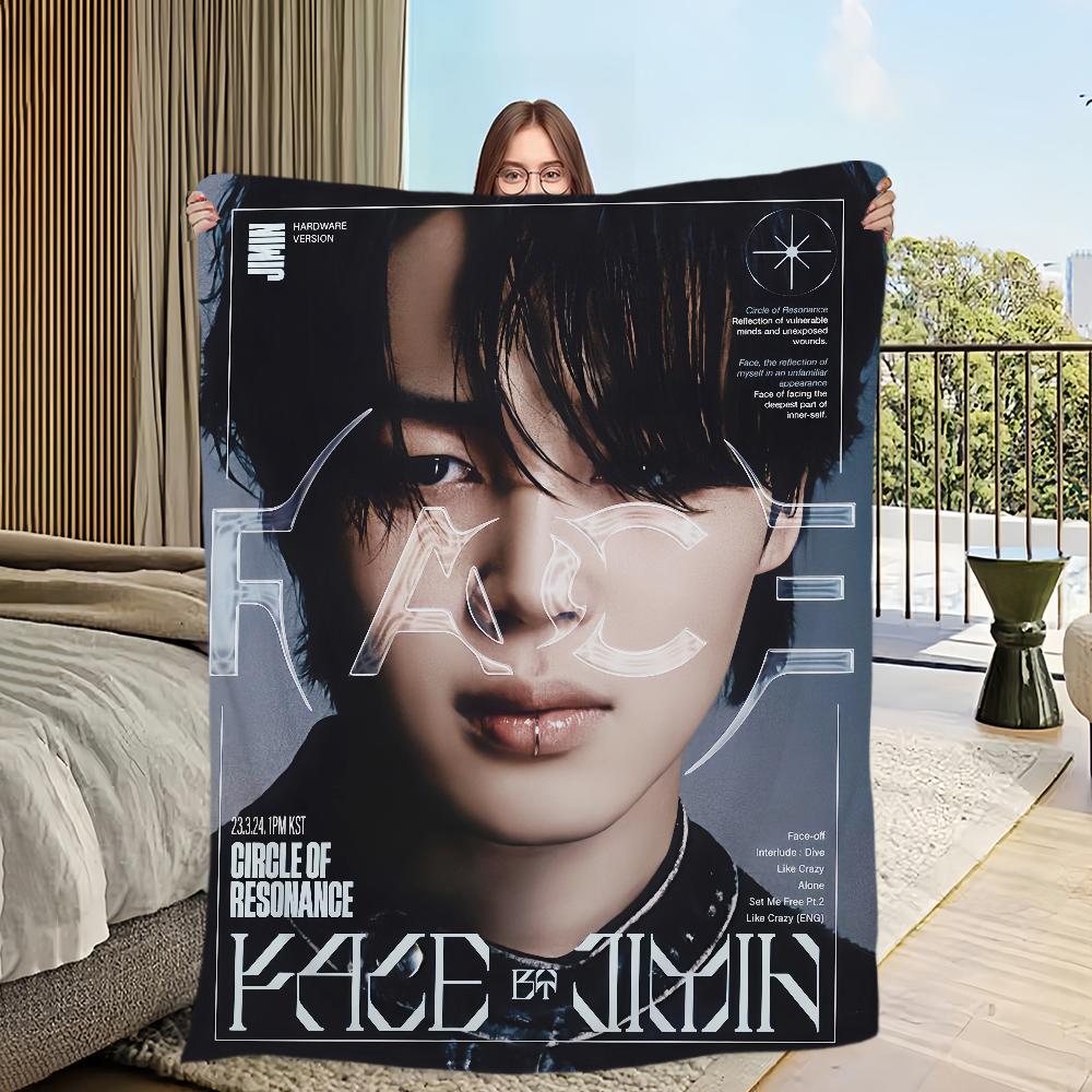 

Blanket Flannel singer warm comfort soft plush blanket for J-Jimin sofa idol living room Kpop office bedroom travel gift 100x150cm