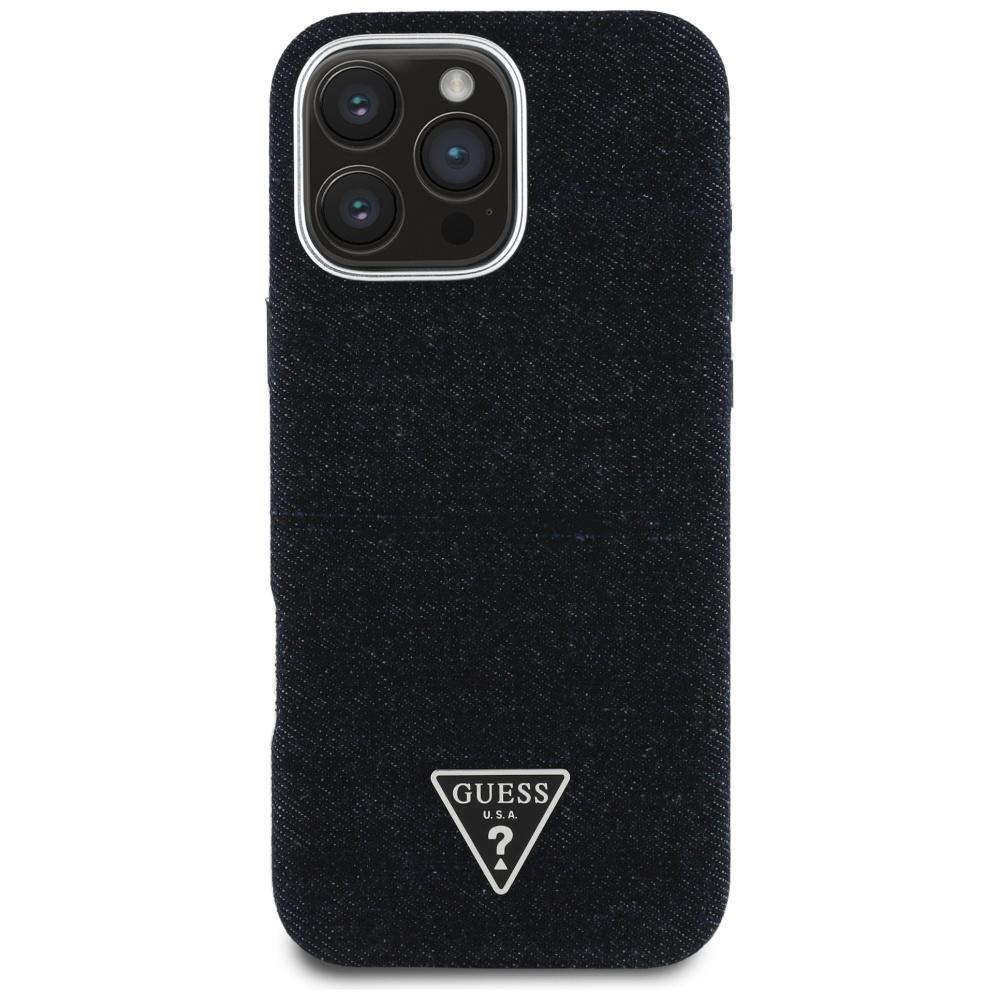 Guess Denim Triangle Logo MagSafe Case for iPhone 16 Pro Black