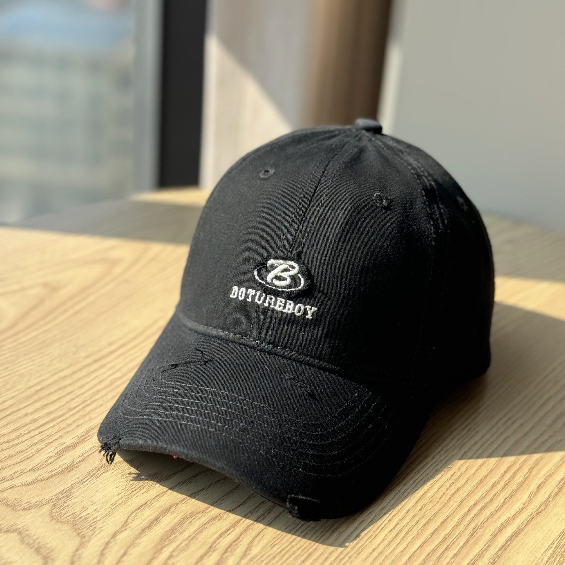 

Korean-style sun protection versatile soft-top baseball cap for women and men, with deep crown and wide head circumference, embroidered duckbill cap Adult54-60Adjustable чёрный