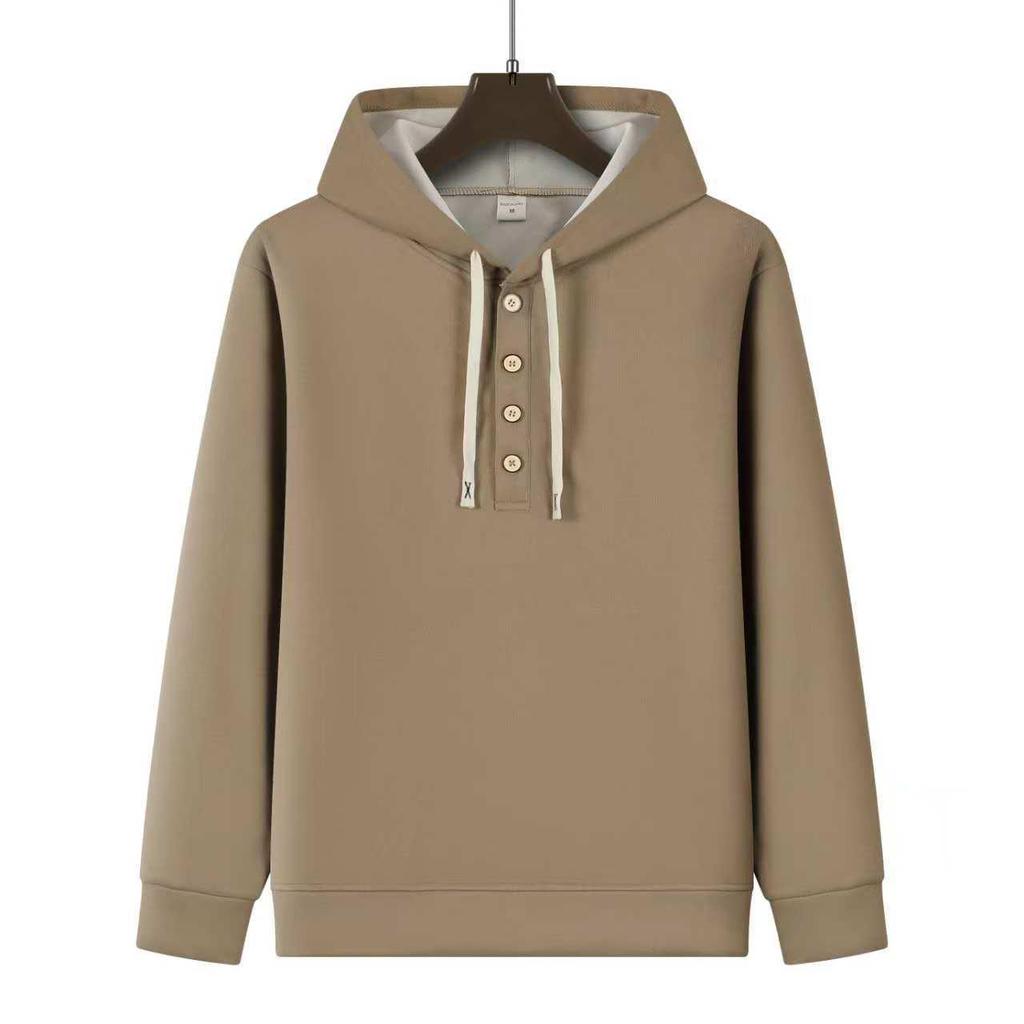 E-commerce Spring/Autumn Men's Fashion Hoodie with Buttoned Collar - Casual European & American Style