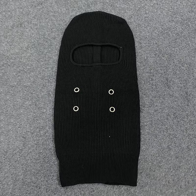 

Men s autumn and winter warm knit trendy funny metal decoration cold dome trendy hat one size fits all чёрный