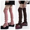 Japanese Ballet Styles Thigh High Leg Warmer Ribbed Knitted Split Buttons Over Knee Footless Socks for Fashionable Women