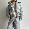 Women Loose Drawstring Striped Warm Thick Hooded Winter Puffer Coat