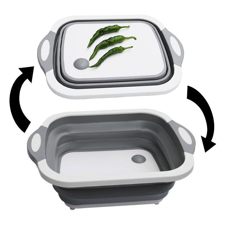 New Folding Cutting Board Dish Basket Multifunction Collapsible Chopping Board Fruit Vegetable Basket