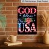 2D Flat, Decorative Sign & Plaque, Metal Sign, Retro Sign for Wall Decor, Funny Signs, 'God Bless The USA' Patriotic Wall Art Plaque with American