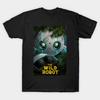 Men Black Print T-shirt The Wild Robot No-Cut Transfer Paper Print Cotton Tshirt