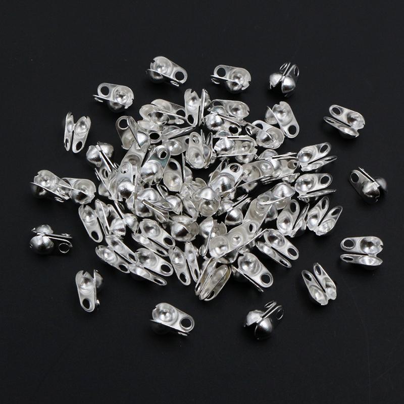 200pcs Fit 1.5/2/2.4/3.2mm Ball Chain Calotte End Crimp Beads Connector Components For DIY Jewelry Making Accessories Findings