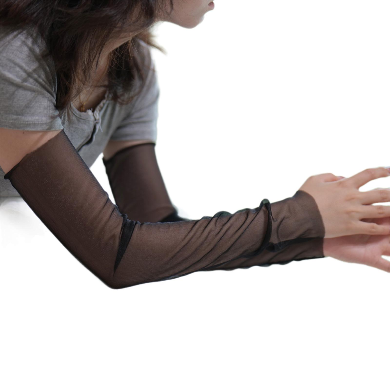 

Breathable Ice Silk Arm Covers Sun Blocking Sheer Seethrough Arm Sleeves Sport Gear Armwear For Women Teens Daily Wear чёрный