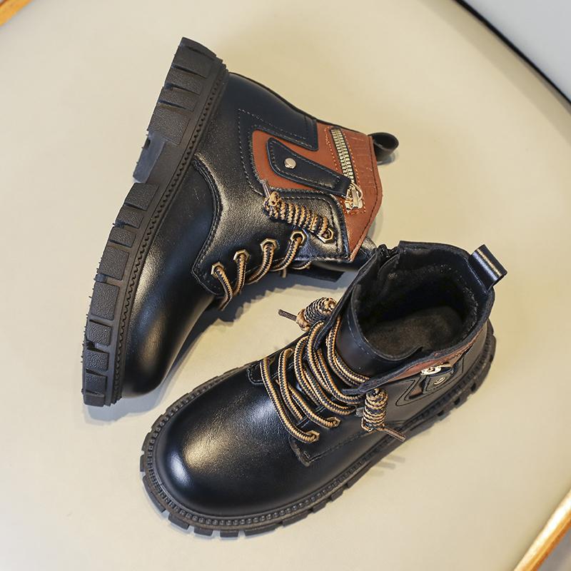 

Зимние ботинки для мальчиков Модные плюшевые теплые и повседневные высокие хлопковые ботинки Ботинки средней высоты Модные черные ботинки 37 чёрный