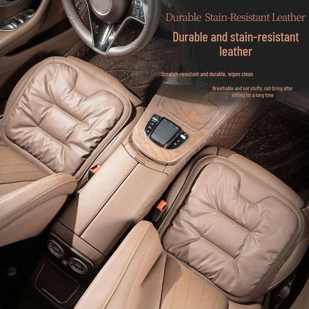 Stain-Resistant Leather Car Seat Cushion Set: High-End Three-Piece for Front and Rear 