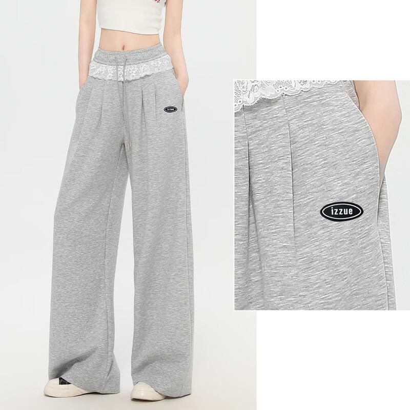 Izzue It Women's Lace-Trim Drawstring Wide-Leg Casual Pants