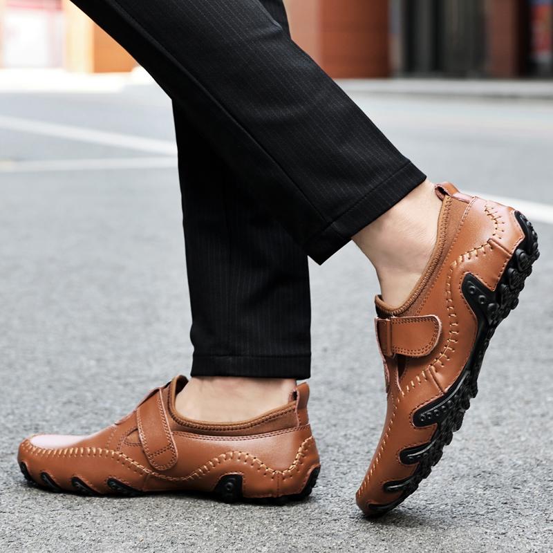Handmade Casual Leather Shoes Men Loafers Comfortable Moccasins Men Flats Shoes Genuine Leather Men Shoes