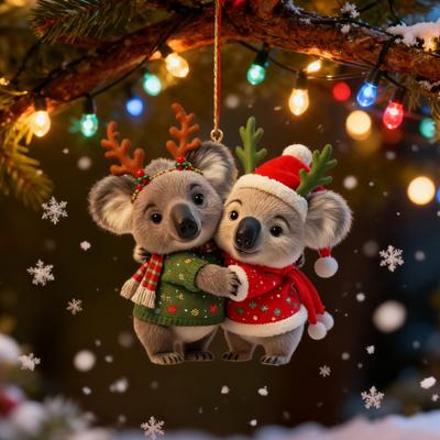Vianočná ozdoba Koala Pár 2D Akrylový Pár Koala Zvierací Závesná Dekorácia Darček k Výročiu Svadby pre Páry