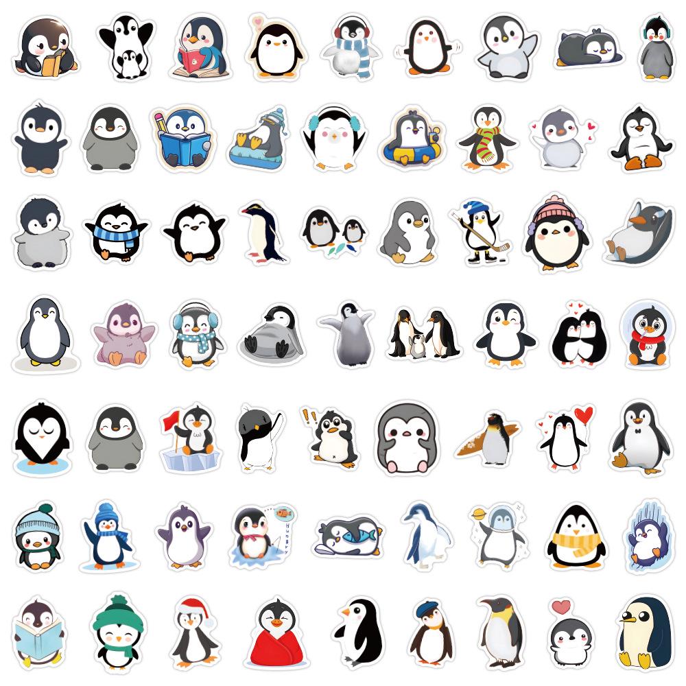 60 Cartoon Penguin Stickers: Waterproof Decorations for Journals, Water Bottles, and Computers