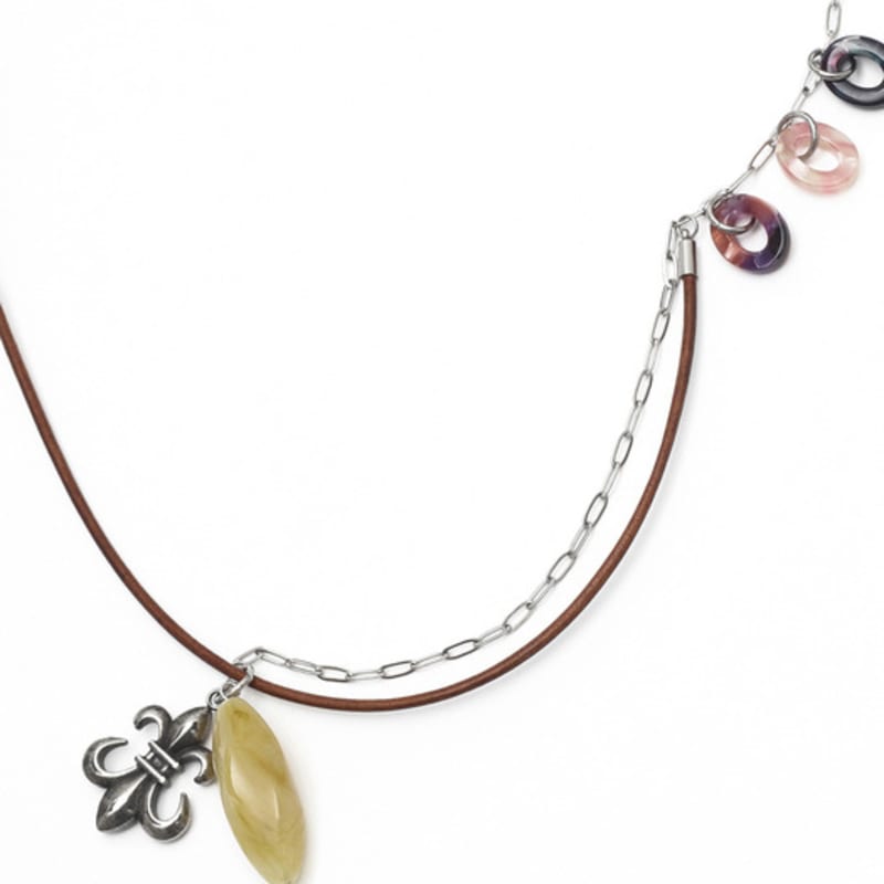 KIMZISU Stone Combi Necklace - Anchor _ BROWN