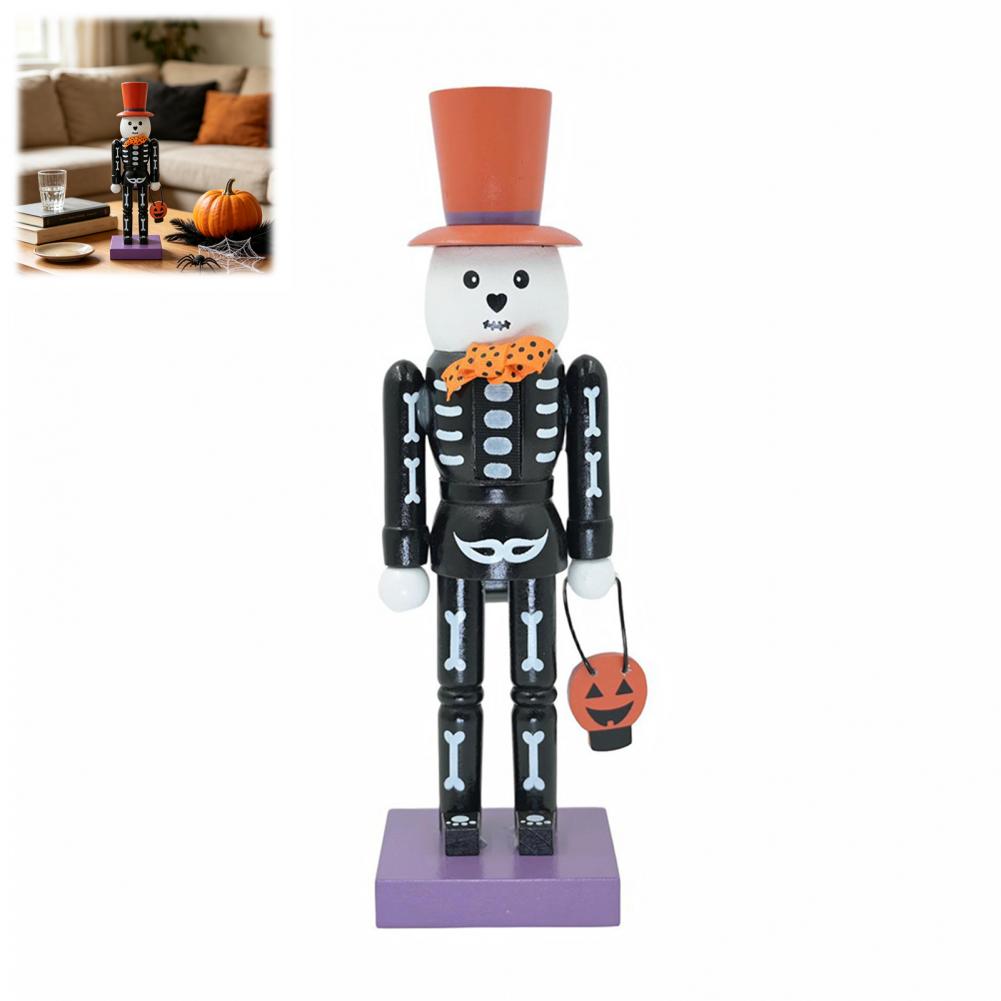 Halloween Skeleton Nutcracker Hand Painted Wooden Figurine Halloween Nutcracker Wooden Figurine Hand-painted Skeleton for Home