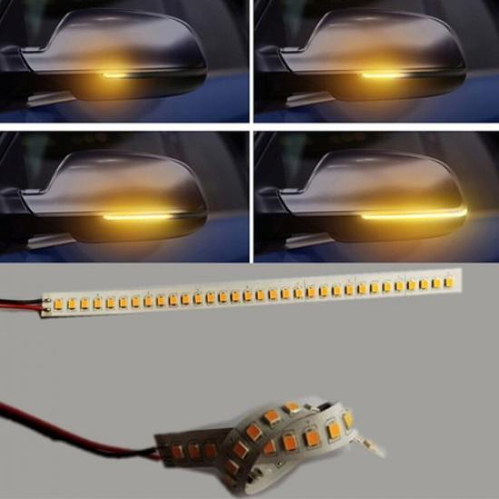 

2pcs 7 32 LED Amber Car Door Mirror Sequential Flowing Turn Signal Light Strip