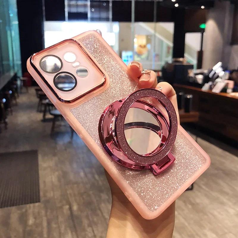 

Блестящий макияж Магнитная подставка-зеркало Силиконовый мягкий чехол для Motorola Edge60 50 Fusion Neo Pro 40 S50Neo G85 G60 34 Защитная крышка For Moto Edge50 5G