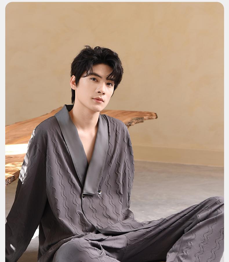 Xuan Liang Men's Pajamas Spring and Autumn Edition Pure Cotton Long Sleeve French Fashion Casual Luxury Loose Home Clothes Men's Set