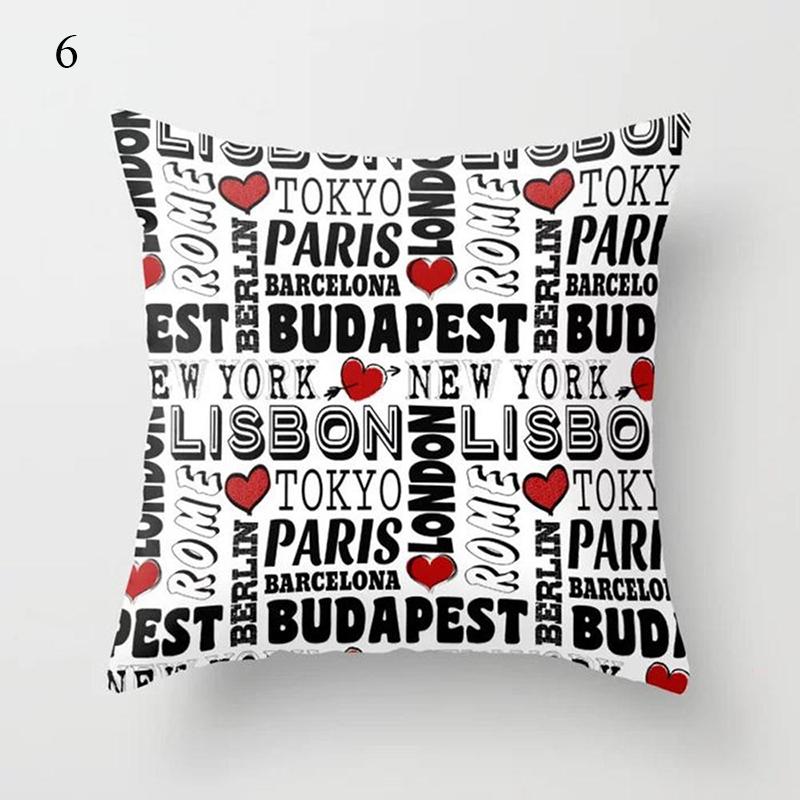 Home Decor Black Red Pillowcase Geometric Pattern Pillowcase Living Room Sofa Decor Cushion Covers Car