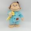 30Cm Funny Monkey Plush Toy Wearing Blue Striped Clothes Holding Banana Perfect For Cuddling And Kids Room Decoration