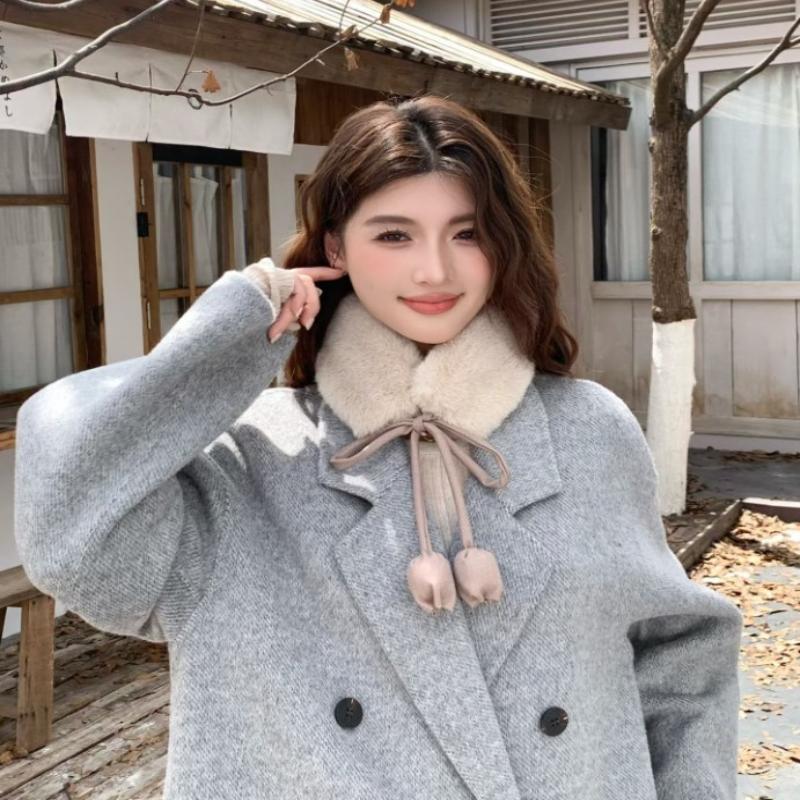 Women Soft Plush Scarf Winter Thicken Warm Faux Rabbit Fur Snood Scarves Outdoor Cold-Proof Neck Collar Neckerchief