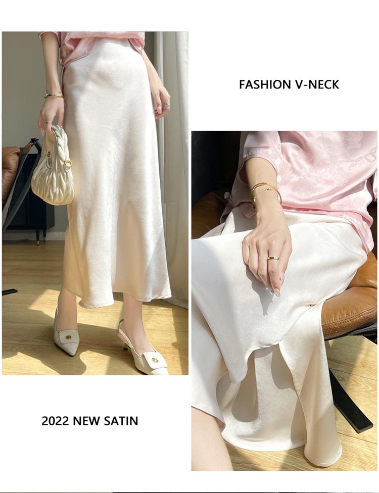 Fustă plisată din mătase de calitate superioară pentru femei, cu model coadă de pește - Vara 2024, culoare uni, talie înaltă, design cu crăpături.