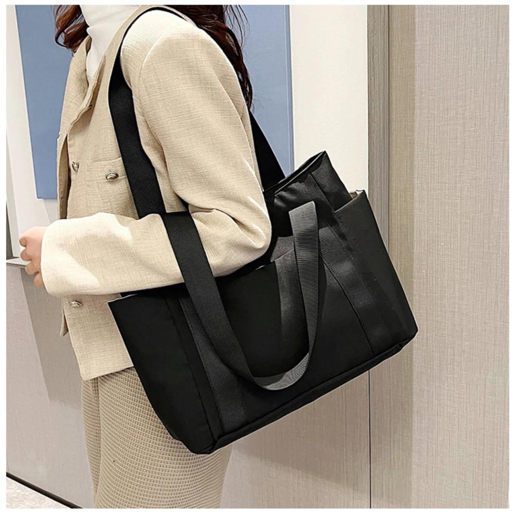 

Women s bag Japanese solid color tote bag single shoulder casual simple mommy going out bag canvas tote bag, large capacity comp чёрный