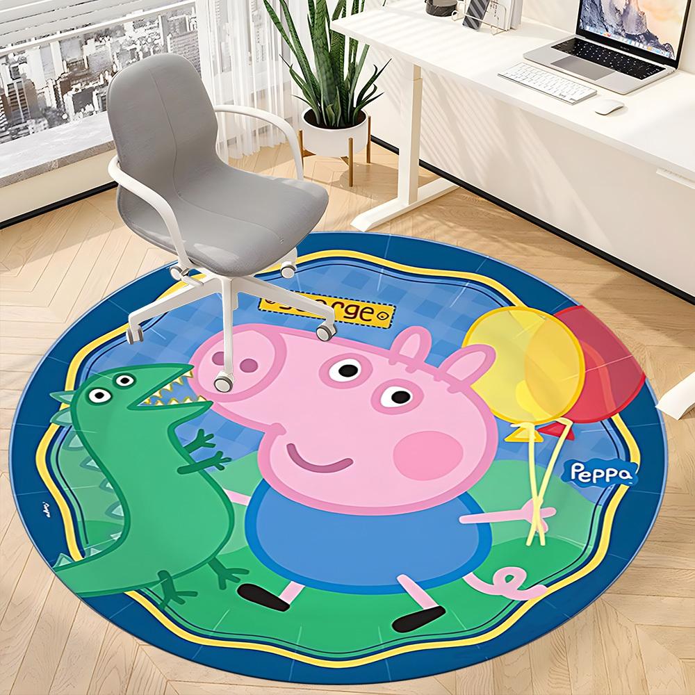 1pz Tappeto Sedia George Pig per Ufficio Antiscivolo, Tappeto Lavabile in Lavatrice per Ufficio, Stanza Decorazione Festiva per Natale, Compleanno Poliestere