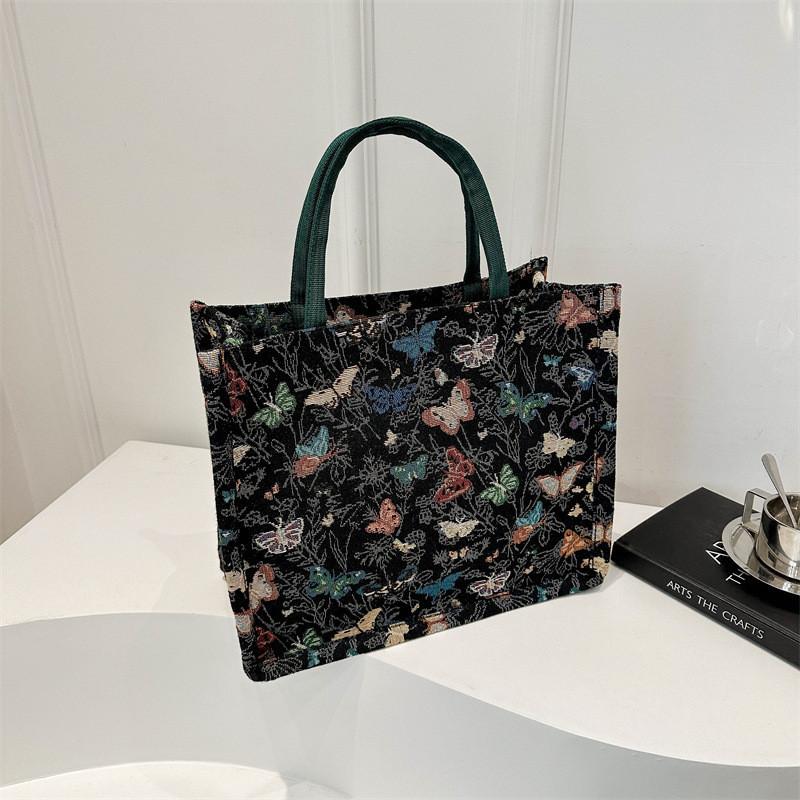 Stylish Large Capacity Tote Bag For Women Trendy Canvas Shoulder Bag Black Or White