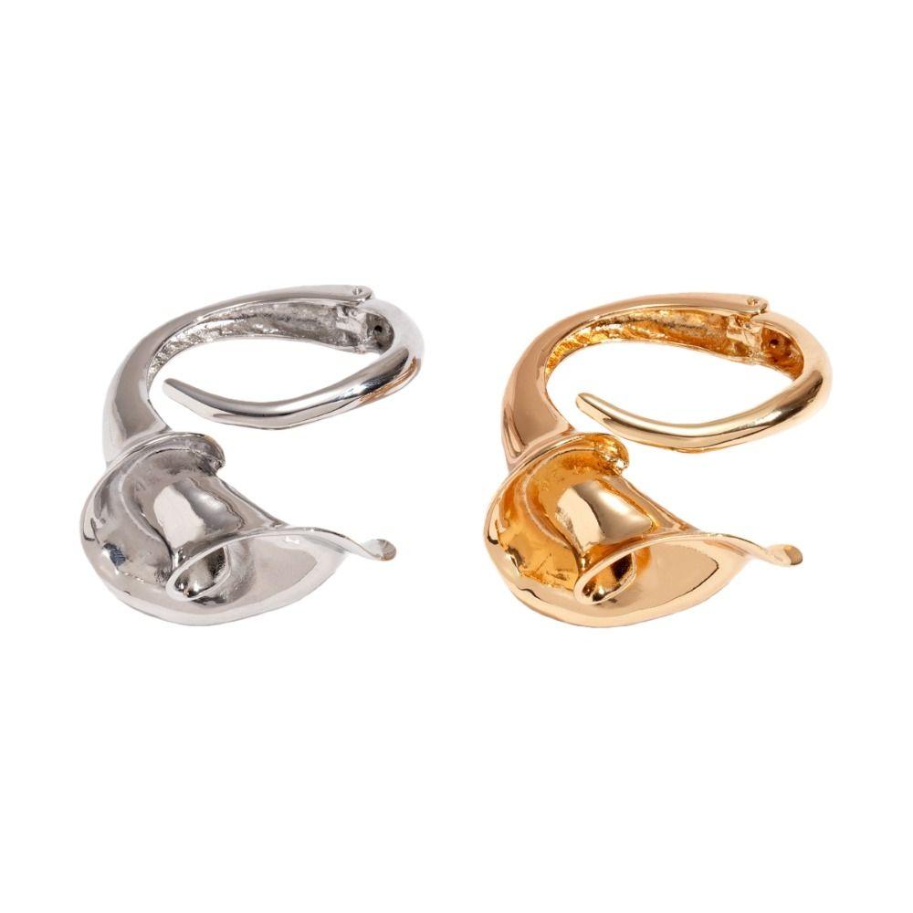 Zinc Zinc Alloy Gold Silver Flower Wide Open Bangle Metal Irregular Exaggerated Bracelet Girls