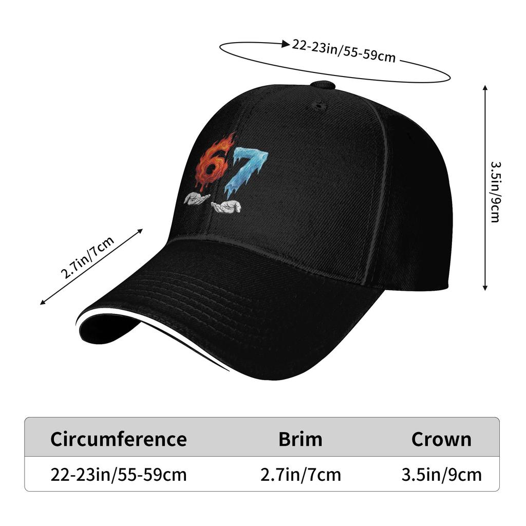 6 7 Meme Six Seven Gelo 67 Chamas Sol Engraçado Chapéu de Baseball de Verão Moda Chapéu Trucker Para Homens Mulheres Caminhada Pesca Bonés de Baseball