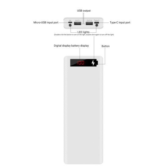 M10/L10 Powerbank Odnímatelný LED Digitální Kryt Bezpájecí Displej 10x18650 Přenosné Pouzdro Nabíječky