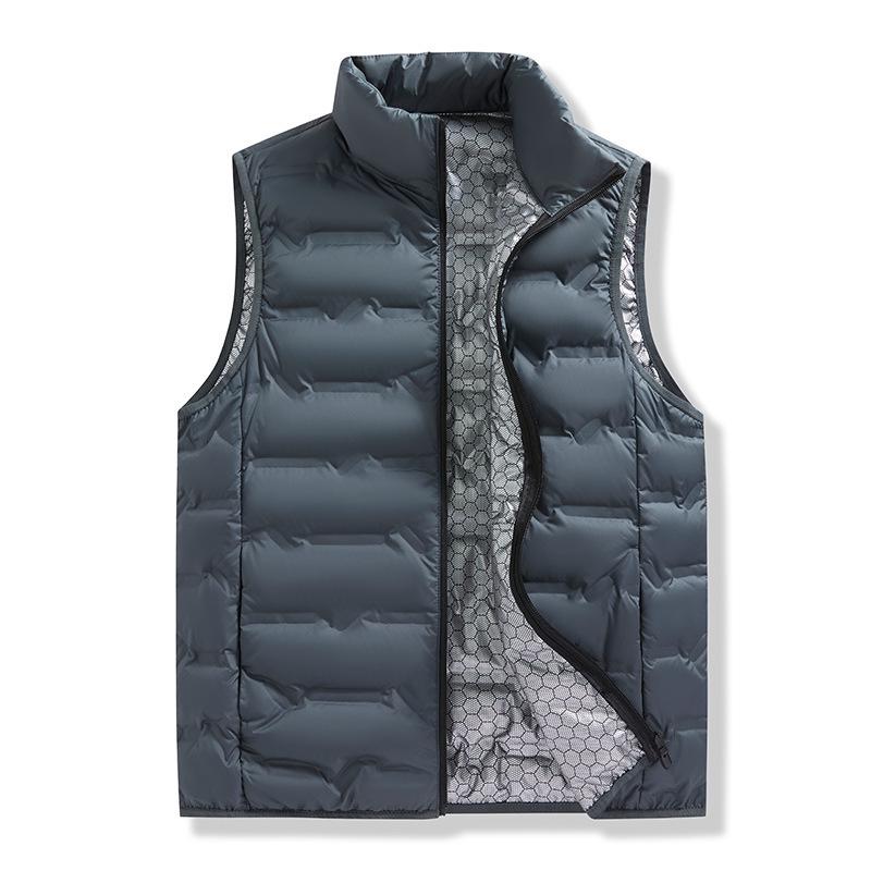 Men's Plus Size Stand Collar Sports Down Vest - Korean Style, Warm, Autumn/Winter.
