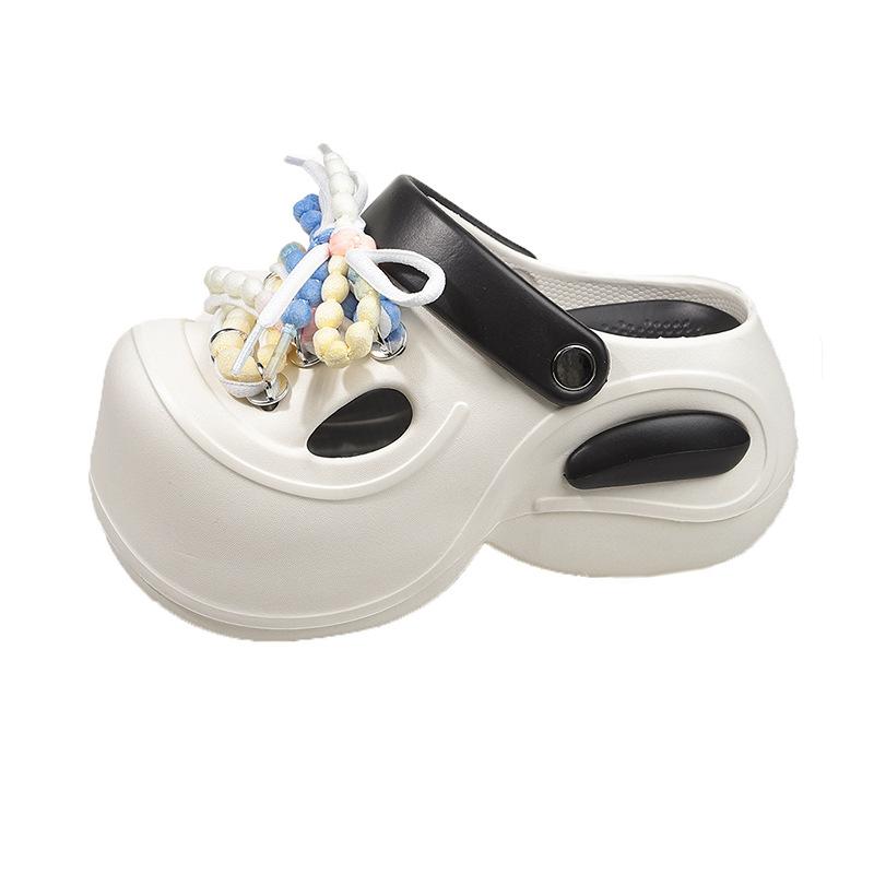 Dopamine Bow Thick-soled Stepping On Shit Hole Shoes Women's 2025 New Spring and Summer Outer Wear Bag Head Beach Cool Slippers